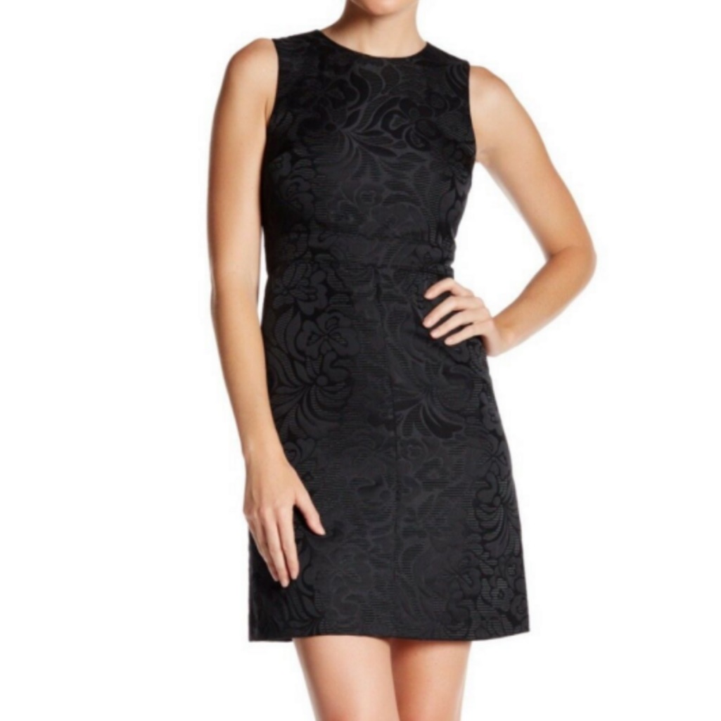 Theory Raneid Jacquard Texture Black Mini Dress